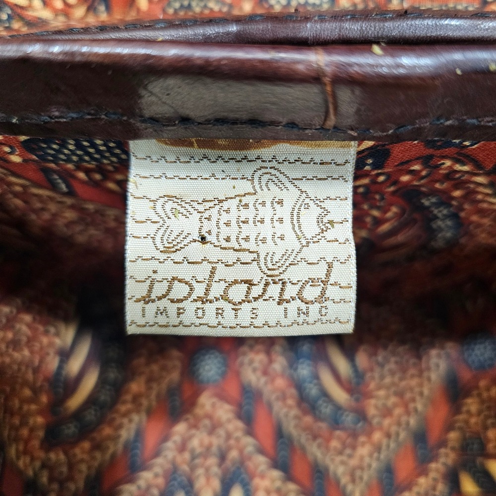 Island Imports Woven Straw Leather Crossbody Bag Vintage Hardshell Purse - Picture 5 of 14